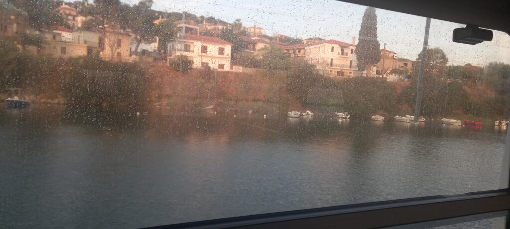 View from ship in Amalipollis Port near Volos mainland Greece