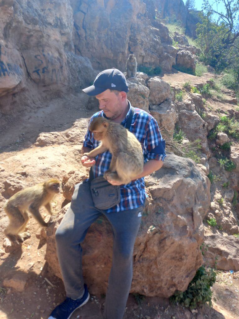 Making friends with the monkeys of Ouzoud Morocco