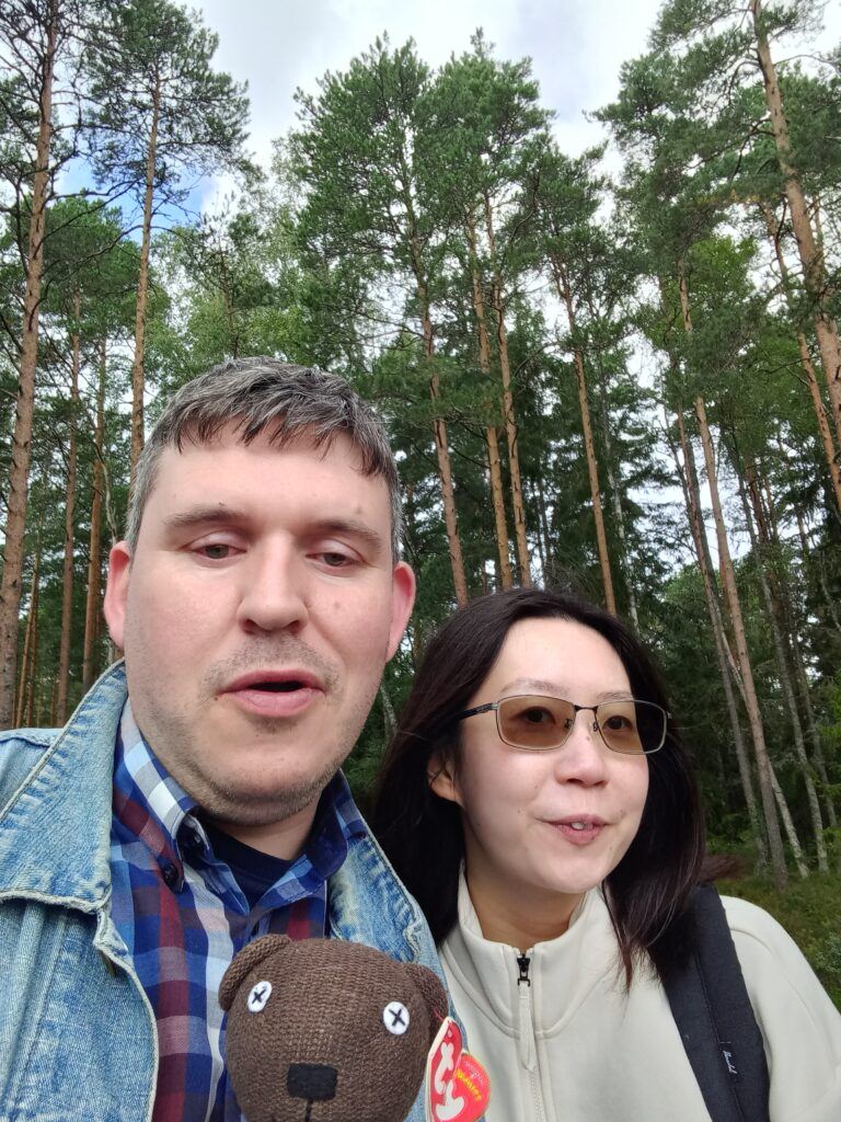 Me and a girl on the half day hiking tour the picks up from Tallinn Estonia