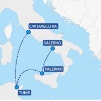 Ferry routes from Italy to Tunis