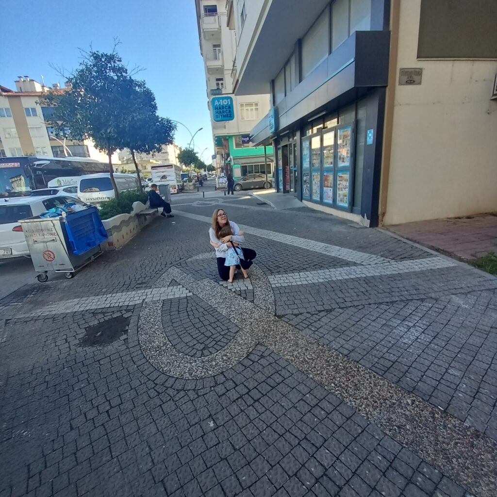 My 2 nieces Bethany and Amilia outside restaurant near Manavgat Market in Antalya Turkey