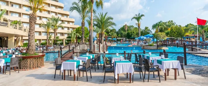 view from the front of the armas pemar beach hotel in Manavgat near Antalya Turkey