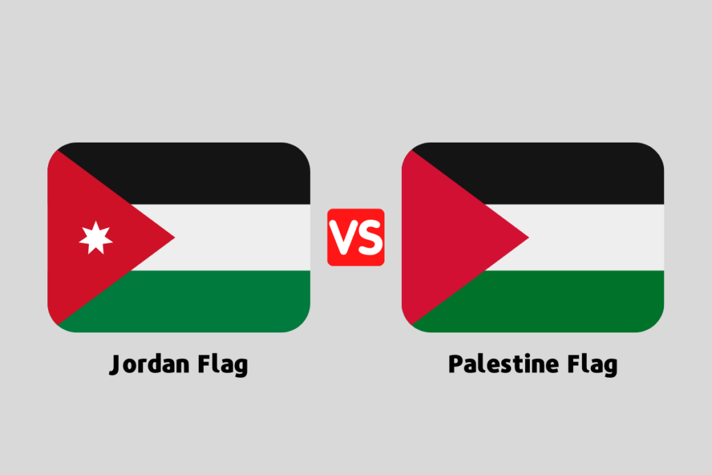 Jordan and Palestine flag by comparison