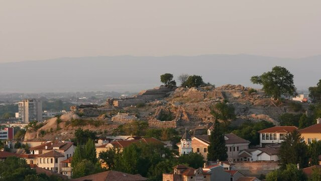 View of nebet tepe hill plovdiv bulgaria