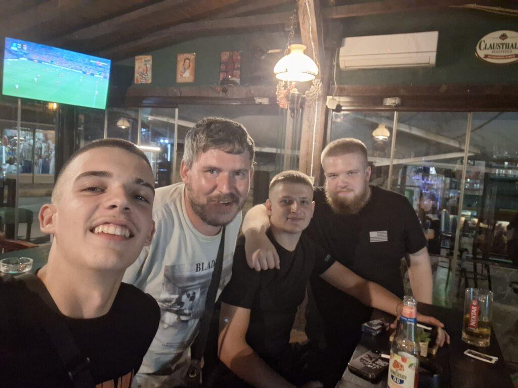 meeting the locals at the Karo moto pub in Visoko Bosnia