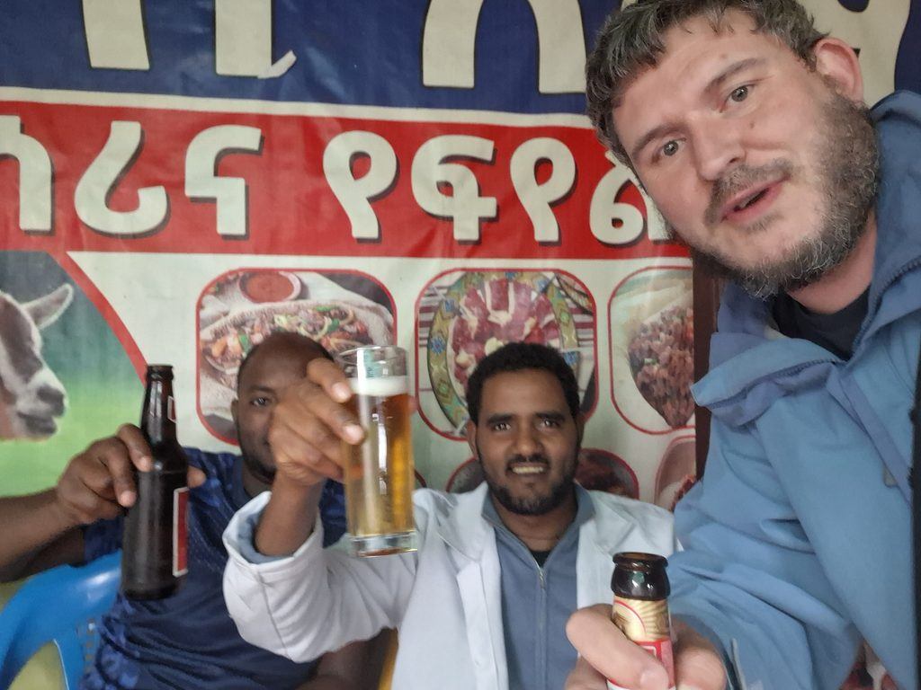 Having a beer in Bulgariya Mazoriya Addis Ababa Ethiopia September 2026