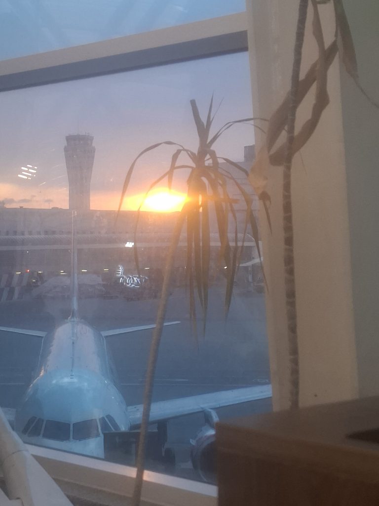 Sunset from out the window of Algiers Airport Algeria September 2026